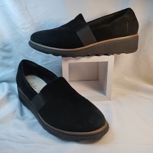 Black suede women's clarks